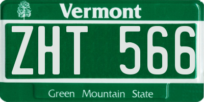 VT license plate ZHT566