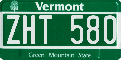 VT license plate ZHT580