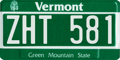 VT license plate ZHT581