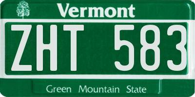 VT license plate ZHT583
