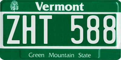 VT license plate ZHT588