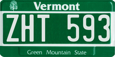 VT license plate ZHT593