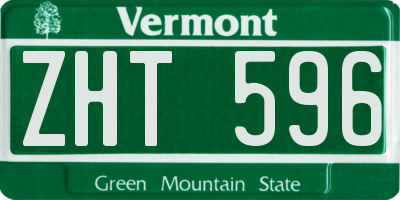 VT license plate ZHT596