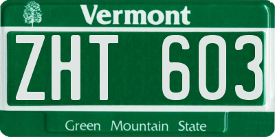 VT license plate ZHT603