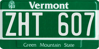 VT license plate ZHT607