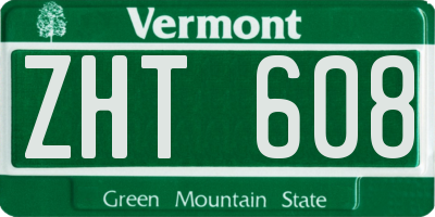 VT license plate ZHT608