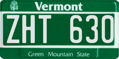 VT license plate ZHT630