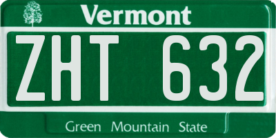 VT license plate ZHT632