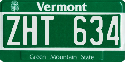 VT license plate ZHT634