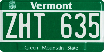 VT license plate ZHT635