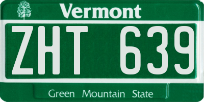 VT license plate ZHT639