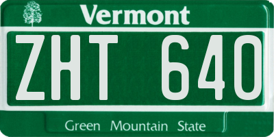 VT license plate ZHT640