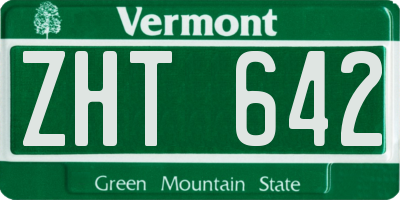 VT license plate ZHT642