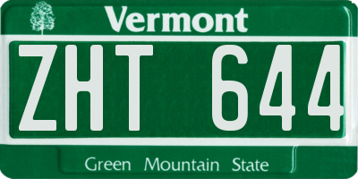 VT license plate ZHT644