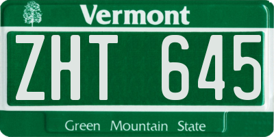VT license plate ZHT645
