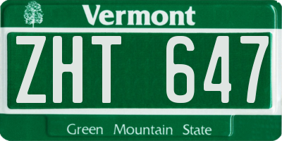 VT license plate ZHT647