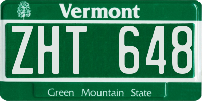 VT license plate ZHT648