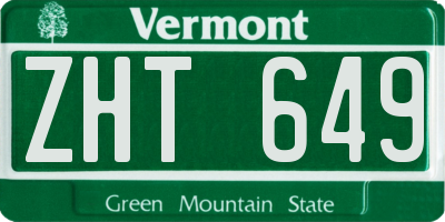 VT license plate ZHT649