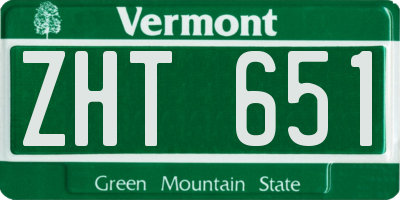 VT license plate ZHT651