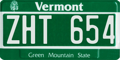 VT license plate ZHT654