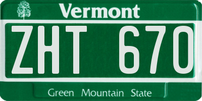 VT license plate ZHT670