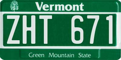 VT license plate ZHT671