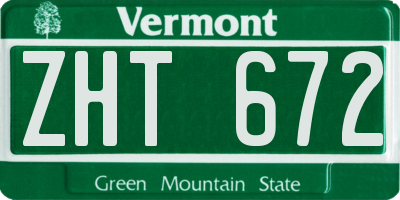 VT license plate ZHT672