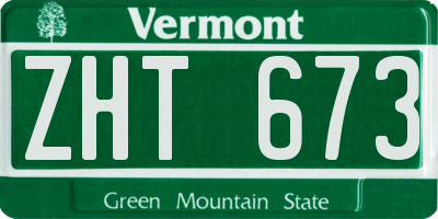 VT license plate ZHT673