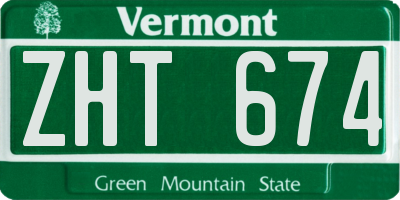 VT license plate ZHT674
