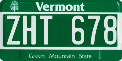VT license plate ZHT678