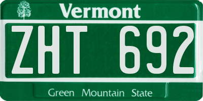 VT license plate ZHT692