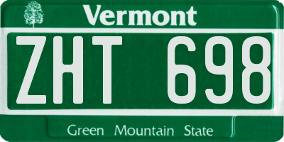 VT license plate ZHT698