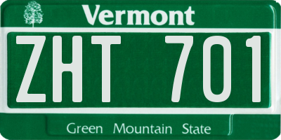 VT license plate ZHT701
