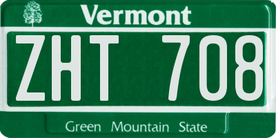 VT license plate ZHT708