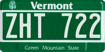 VT license plate ZHT722
