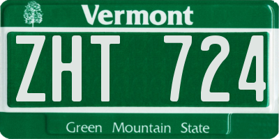 VT license plate ZHT724