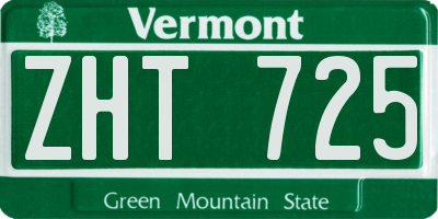VT license plate ZHT725