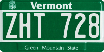 VT license plate ZHT728