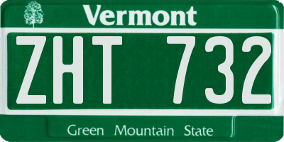 VT license plate ZHT732