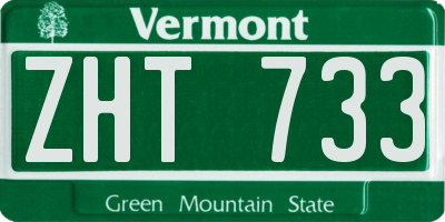 VT license plate ZHT733