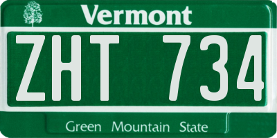 VT license plate ZHT734