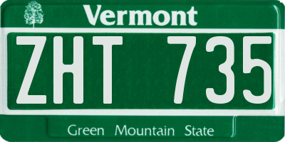 VT license plate ZHT735