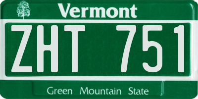 VT license plate ZHT751