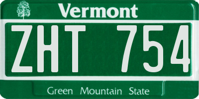 VT license plate ZHT754