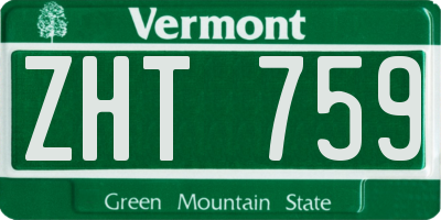 VT license plate ZHT759