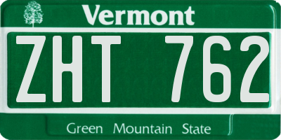 VT license plate ZHT762