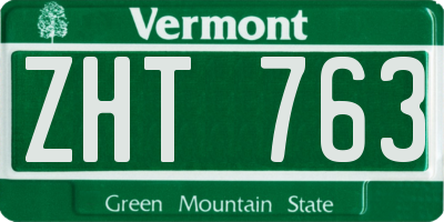 VT license plate ZHT763