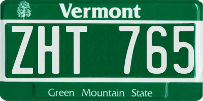 VT license plate ZHT765