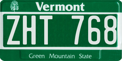 VT license plate ZHT768