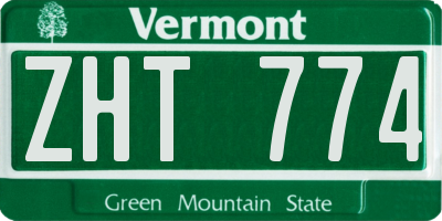 VT license plate ZHT774